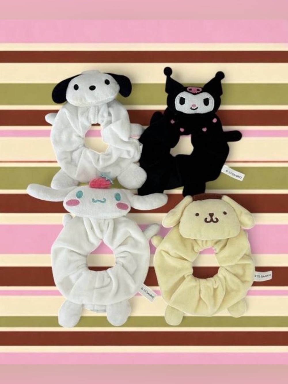 SANRIO HELLO KITTY SET OF FOUR FIGURAL PLUSH CHARACTER SCRUNCHIES
SANRIO HELLO K